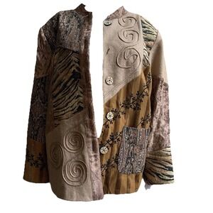 Indigo Moon Jacket Size X1 Multi brown color Embroidered Sequin Womens Boho